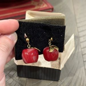 Vintage Avon Apple A Day Lucite Earring Set - gold - circa 1992!